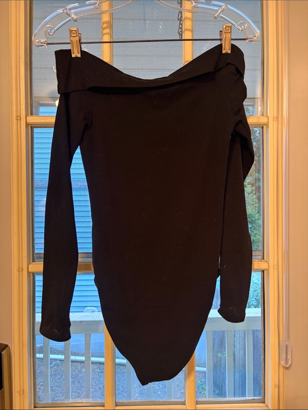 Black Off-Shoulder Long Sleeve Bodysuit